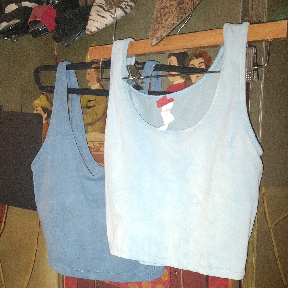 2 Sports Bra Tops Electric Family Light Blue Crop Top